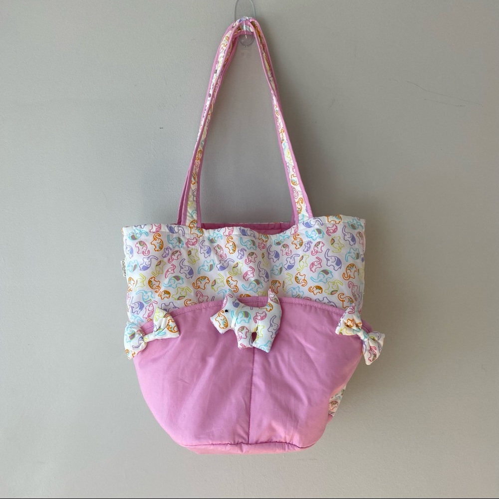 Elephant Print and Pink Tote Bag